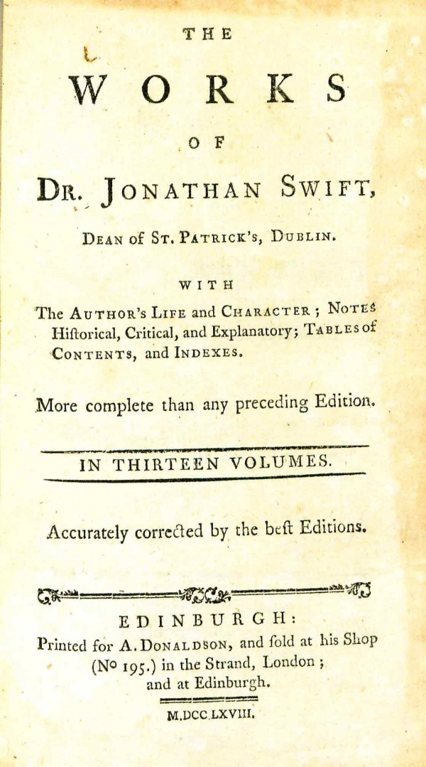 The Works Of Dr Jonathan Swift Dean Of St Patrick S Dublin Wythepedia The George Wythe