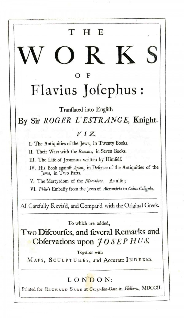 The Works Of Flavius Josephus - Wythepedia: The George Wythe Encyclopedia