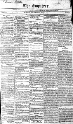 Front page of the Richmond Enquirer on June 13, 1806.