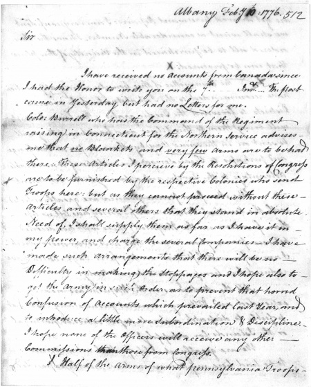 Philip Schuyler to John Hancock, referred to Wythe & Committee, 10 ...